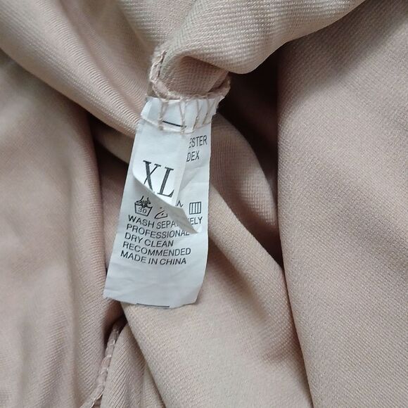 Tan nude color spaghetti cross over straps pleated front dress Sz XL EUC - Picture 8 of 8